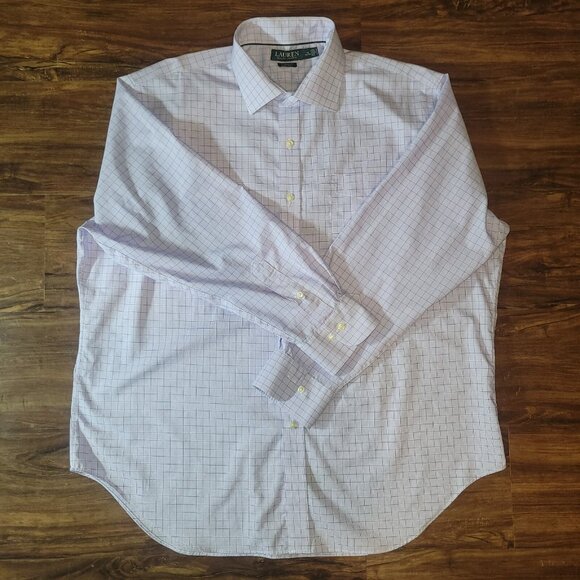 Lauren Ralph Lauren Dress Shirt Mens Classic Fit 18 34/36 LS Light Blue Non-Iron - Picture 5 of 16